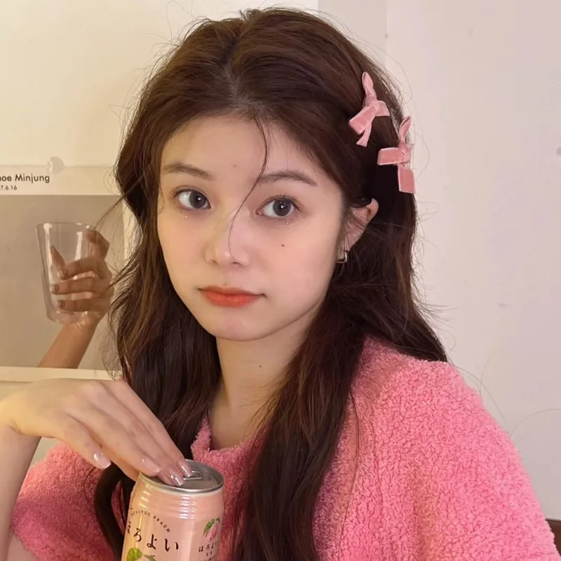 Horquilla de cinta con lazo de terciopelo para niña, Retro, Lolita, bonita pinza para el pelo pequeña, pasadores, accesorios para la cabeza para mujer