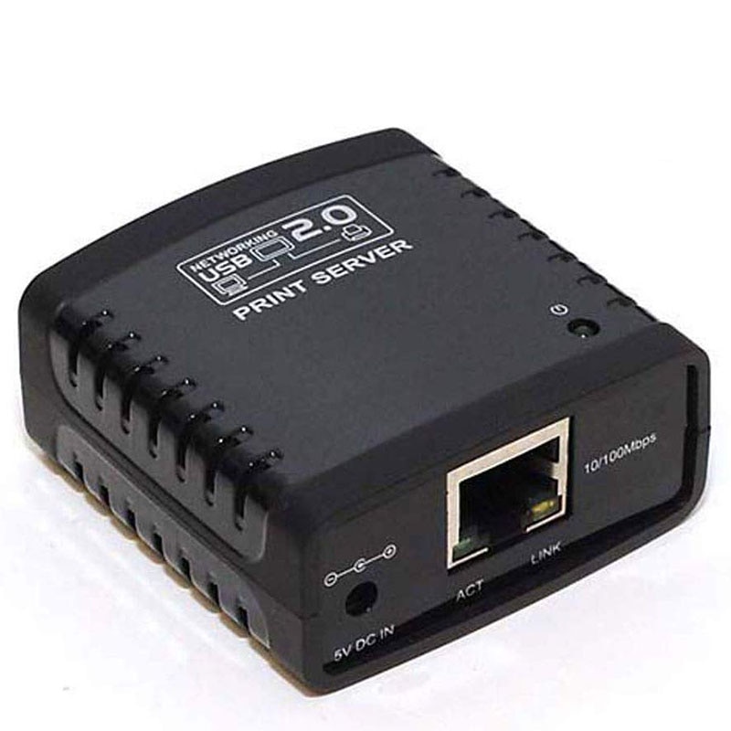 10/100Mbps Print Server Ethernet to USB 2.0 Network LPR LAN USB Print Server Adapter Printers Share black-SCLL