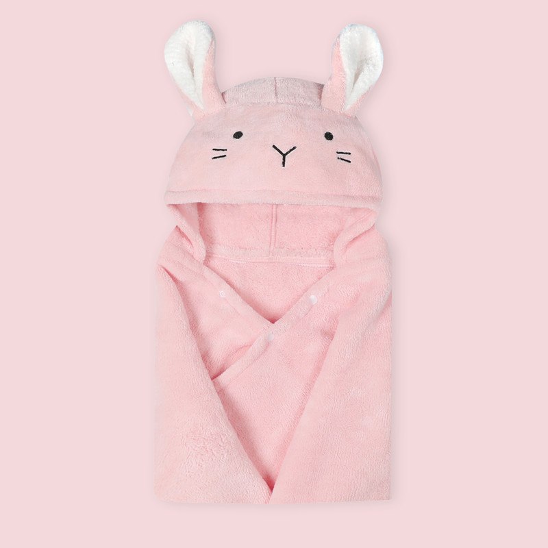 Baby Poncho Bath Towel Bebe Toalla Velvet 70*120cm Fleece Hood Infant Towels Blanket: Pink