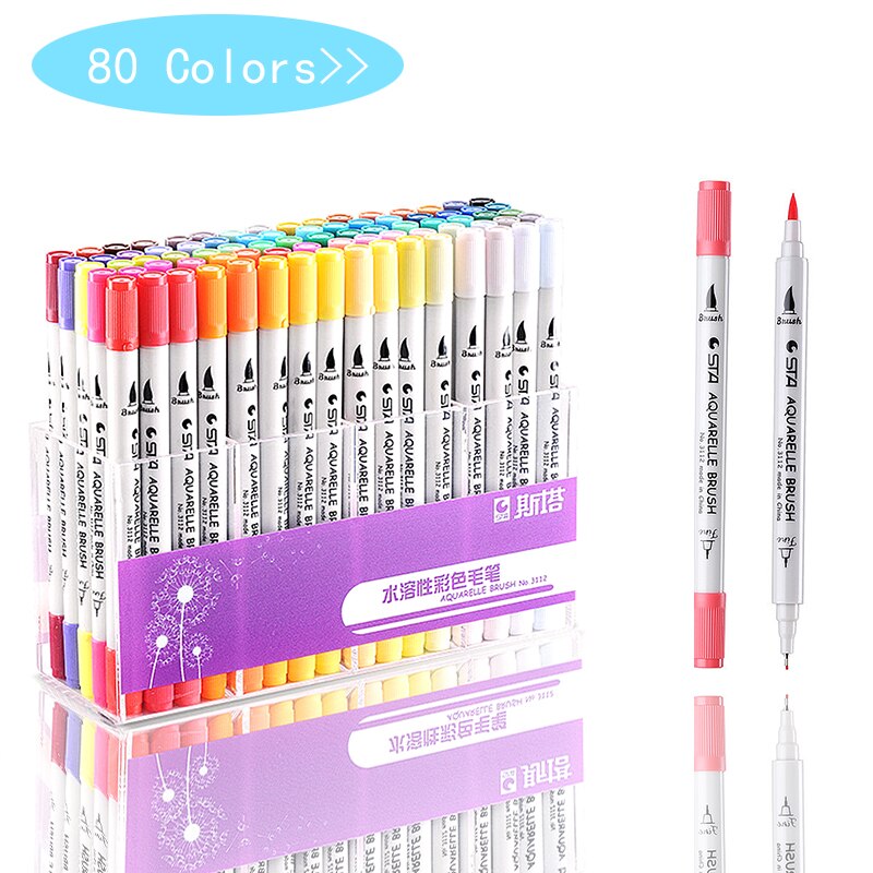 80 cores opcionais combinando marcadores de arte caneta escova esboço álcool baseado marcadores cabeça dupla manga desenho canetas arte suprimentos