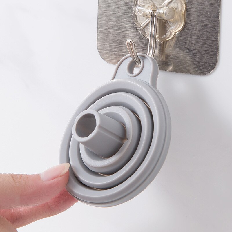 Silicone Folding Funnel Retractable Household Liquid Sub-mini Funnel White Grey Funnel Kitchen Gadget