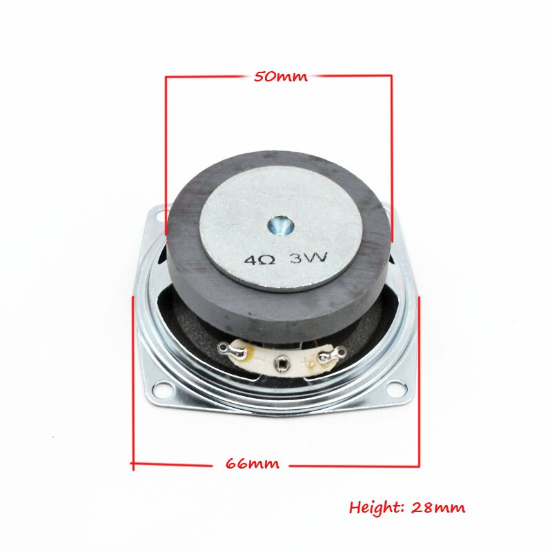 2pcs 4 Ohm 3W Loudspeaker 66MM 2.5 Inch Square Speaker 50MM External Magnetic Antimagnetic Foam Edge Height 28MM