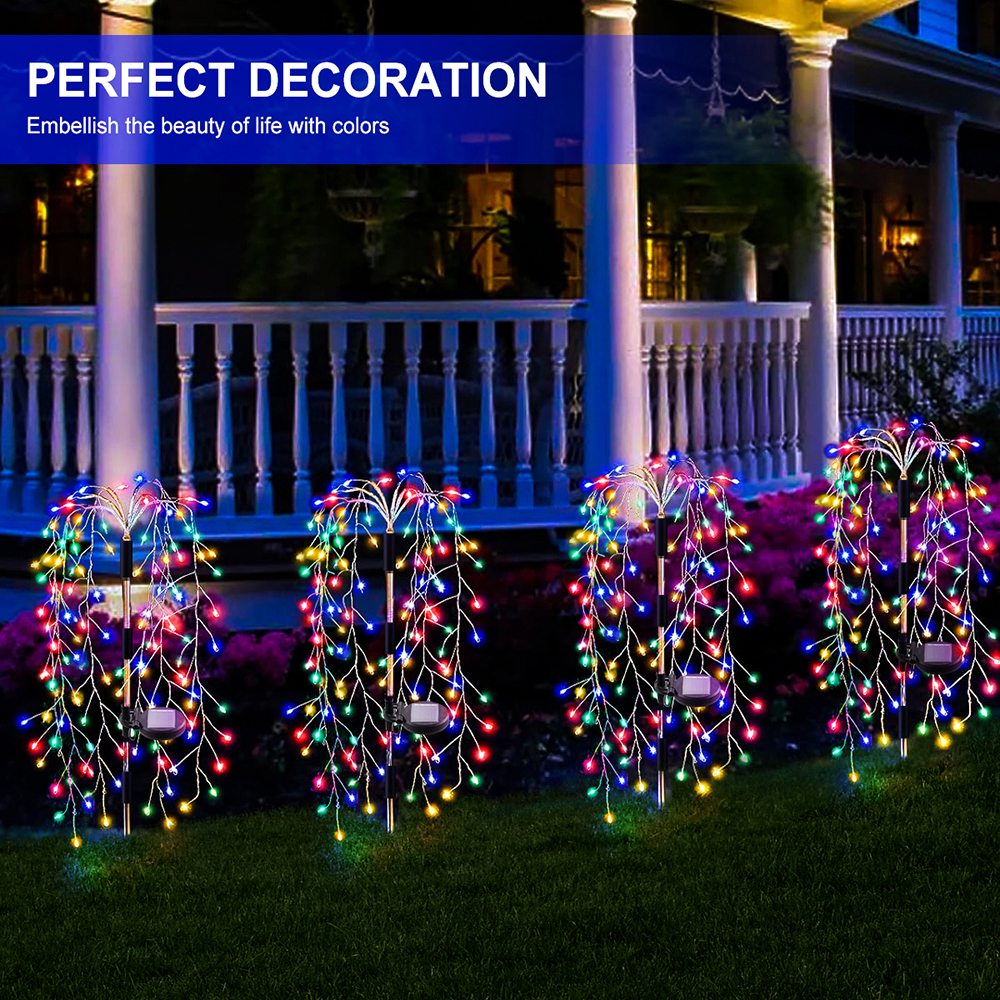 200 Leds Solar Tuinverlichting Outdoor Solar Wilg Vuurwerk Licht LED Kerst Decor Lichtslinger Gazon Fairy Light: RGB / X