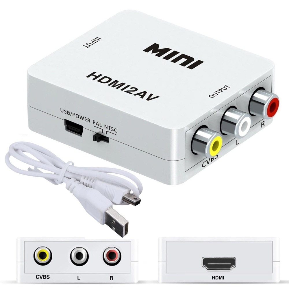 1080P Mini Hdmi Naar Vga Naar Rca Av Composite Adapter Converter Met 3.5 Mm Audio Kabel VGA2AV/Cvbs + Audio Naar Pc Hdtv Converter