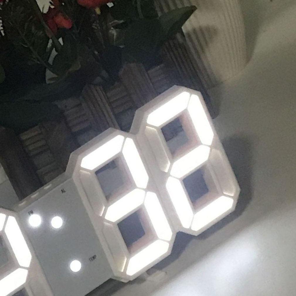 Office 3D Alarm Clock Multifunctional LED Digital Wall Clock Sound Control Stereo Alarm Clock