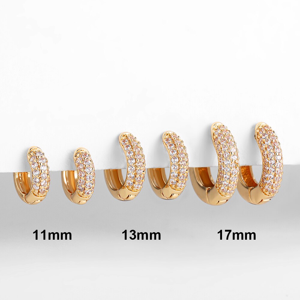 Kleine Geometrische Ronde Circlehoop Oorbellen Voor Vrouwen Clear Cz Zirconia Crystal Huggie Oorbel Oor Gesp Goud Koper Sieraden