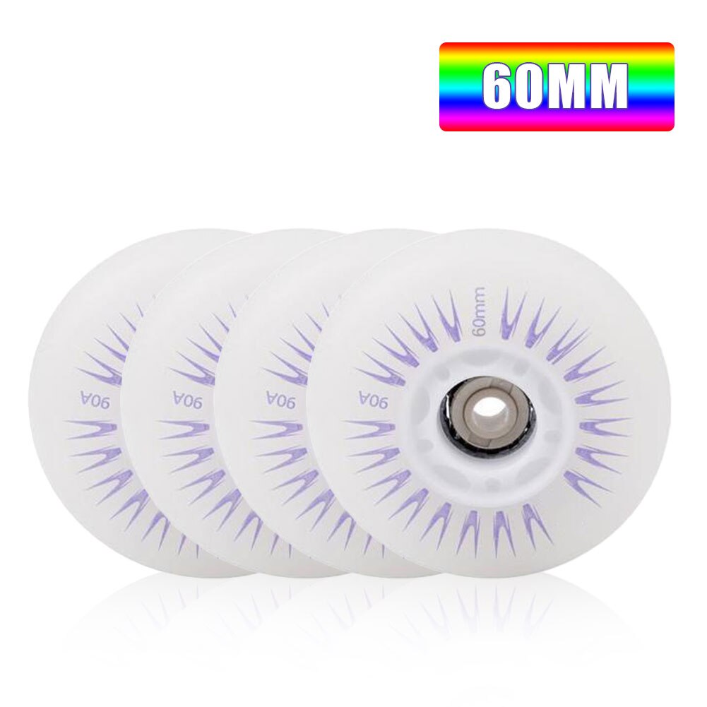 90A Inline Roller Skate Wheels 60mm/70mm/80mm 4pcs LED Sliding PU Skating Flashing Wheel Rollers Durable Luminous Wheels instock: 60mm