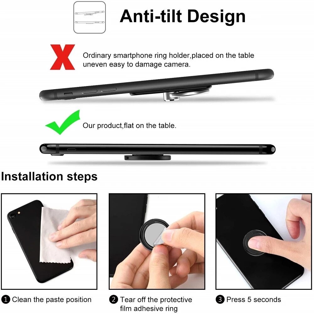 Supporto per telefono con anello per dito supporto da tavolo con rotazione a 360 gradi per supporto magnetico per telefono per auto supporto universale per anello per cellulare in metallo