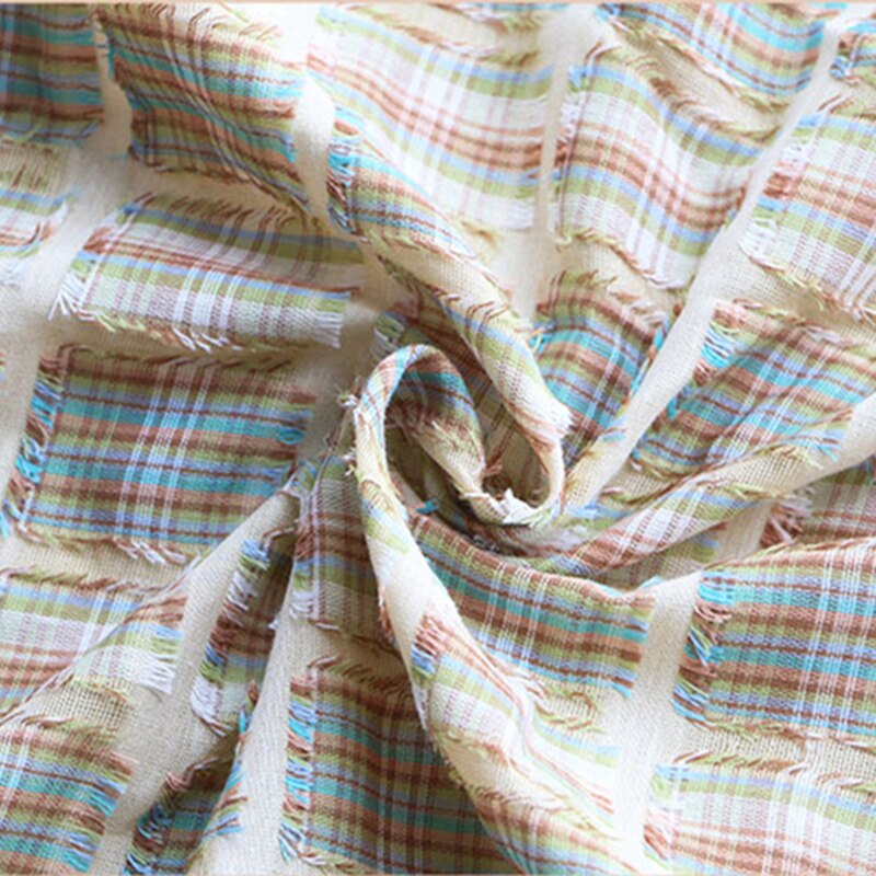 Tela de algodón puro para tela a cuadros, costura artesanal, retales, Camisa vaquera antigua, estilo Retro: S0087 / 50cmX135CM