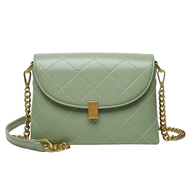 petit rabat chaîne bandoulière sacs pour femmes été PU cuir épaule sac à bandoulière pour fille sac à main dames téléphone sac à main: green