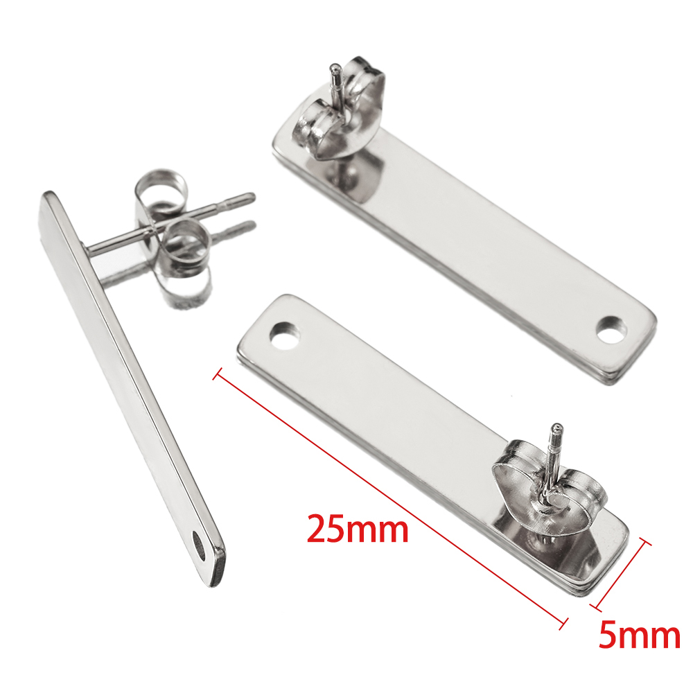 10 pezzi di orecchini a bottone in acciaio inossidabile con superficie liscia, base per orecchini pendenti con foro per ciondolo, creazione di gioielli fai da te, accessori: rosa rosso