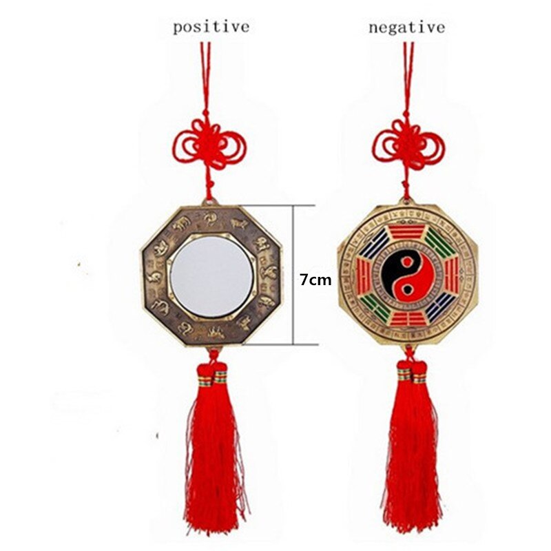 1PC Chinese Feng Shui Bagua Mirror Yin Yang Bagua Mirror with Chinese Knot Good Luck Fortune Prayer Blessing Hanging Decor