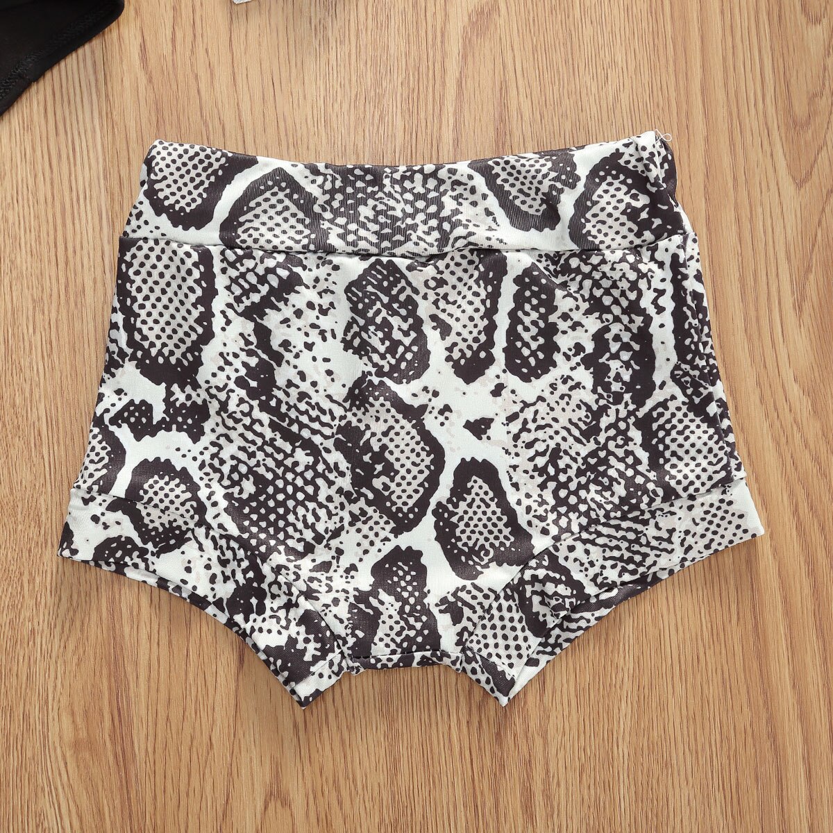 AA Baby Girl Clothing Set Snakeskin Pattern Summer Toddler Kids Tops Short Sleeve Romper+Shorts Girls Clothing Set