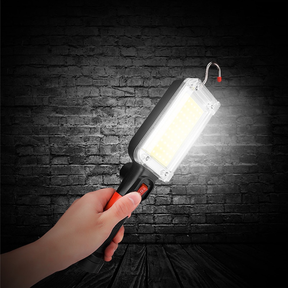 Portable LED COB Work Light Torch Floodlight with Hook Clip USB Charge Power by 18650 Magnetic Flashlight Lantern for Car Repair