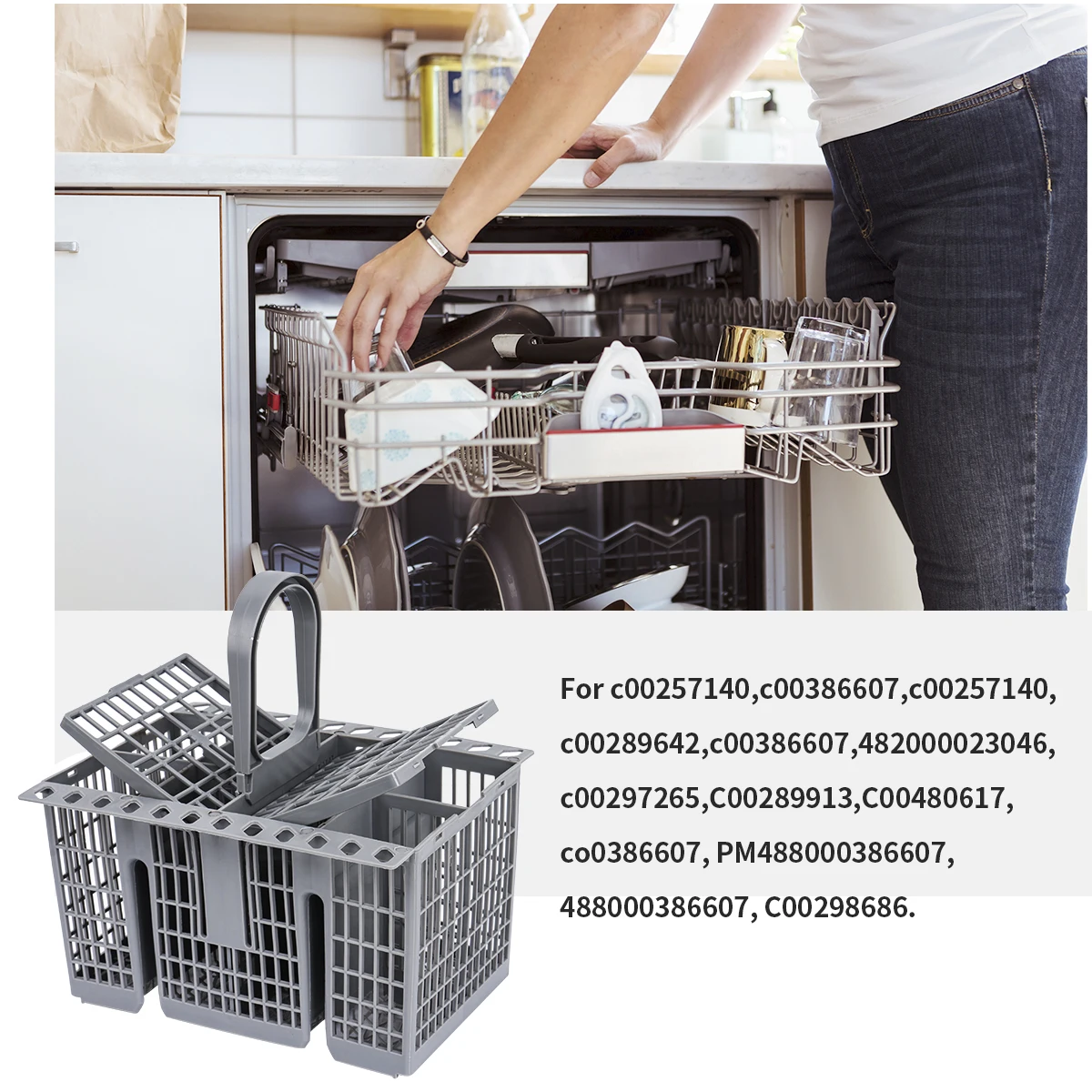 Multifunctionele vaatwassermand accessoireadapter Hotpoint vaatwassermand C 00257140 Opbergmand voor mes en vork