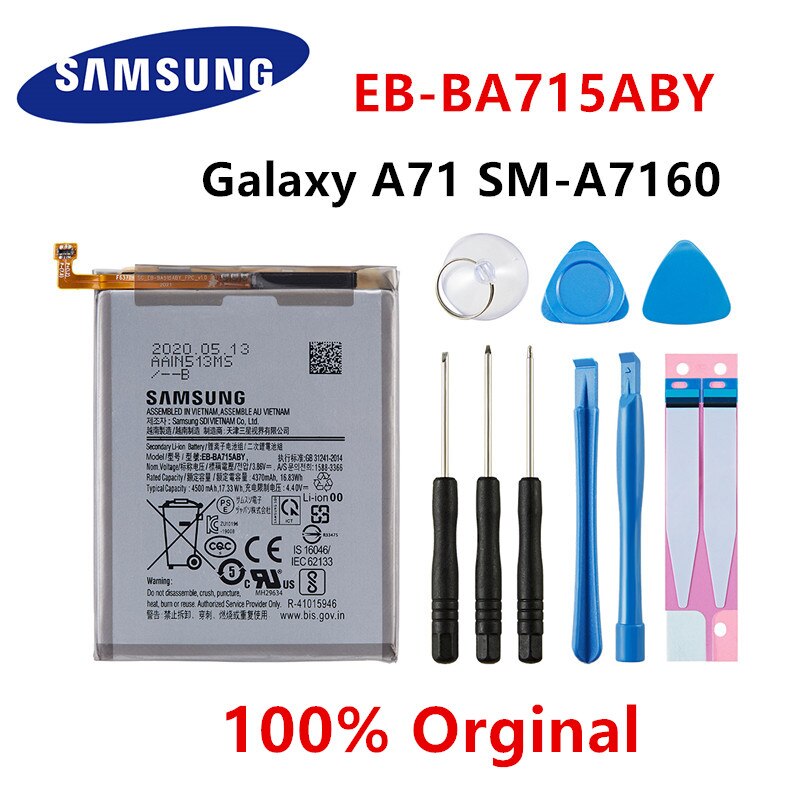 SAMSUNG original Battery For Samsung Galaxy S10 S20 S20+ S20 Ultra A90 A80 A71 A60 A51 A31 A20e A10e Note 10/10+ M30s A20S M11: EB-BA715ABY  A71