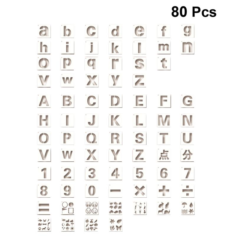 80 stk alfabet symbol stencils skabelon maling scrapbog prægning stempling album kort gør det selv prægning papir kort skabelon