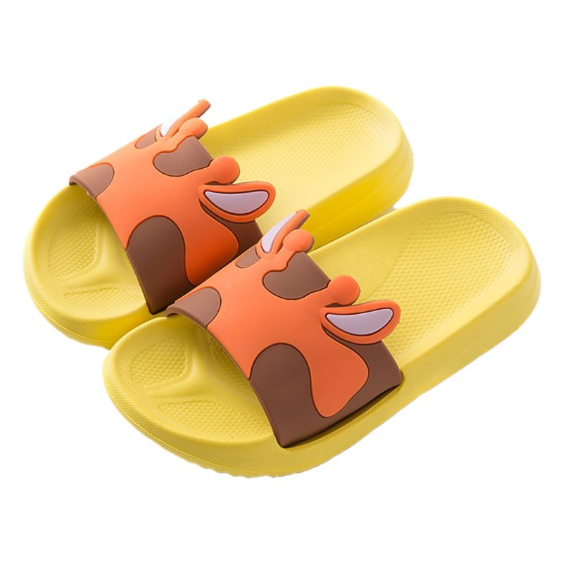 Chłopcy dziewczęta klapki łazienkowe dla dzieci kreskówka zwierzę antypoślizgowe sandały plażbyć winnym A69C: żółty / 14.5cm
