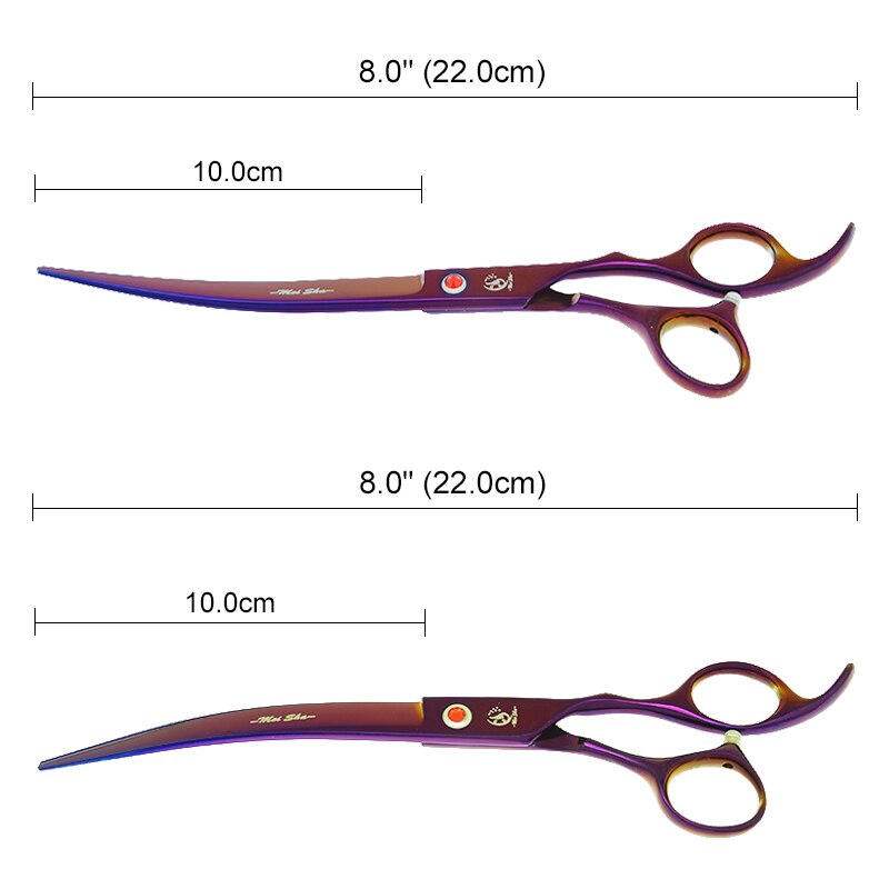 8" Pet Scissors for Dog Grooming Japan 440C Pet Cutting Shears Animal Trimming Thinning Tijeras Curved Shear B0045A