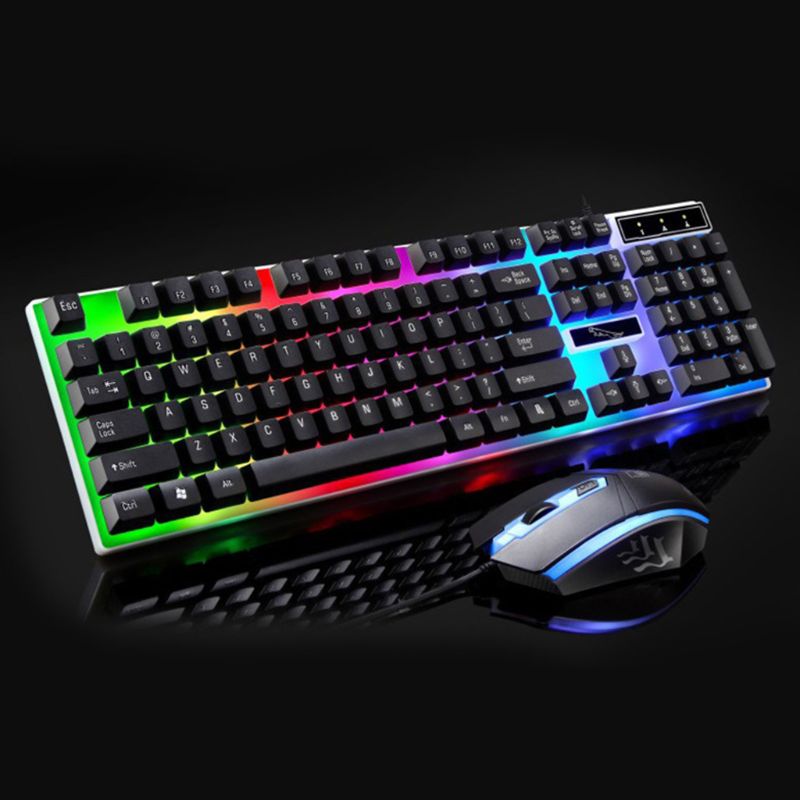 USB Charging Light Keyboard and Mouse Kit Rainbow LED Gaming Equipment for PS4