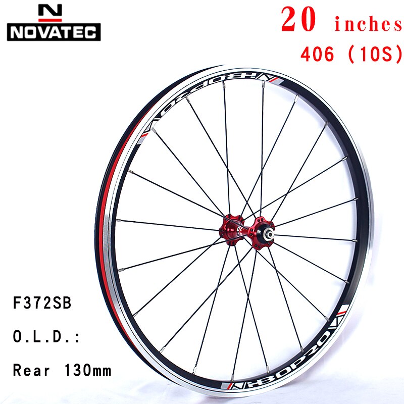Juego de ruedas de bicicleta de 20 pulgadas Novatec A271/F372SB V, freno 451 406, 4 rodamientos, 7-11 velocidades, 20 24H, ruedas plegables de aleación de aluminio con QR: 406 130MM Rear 10s