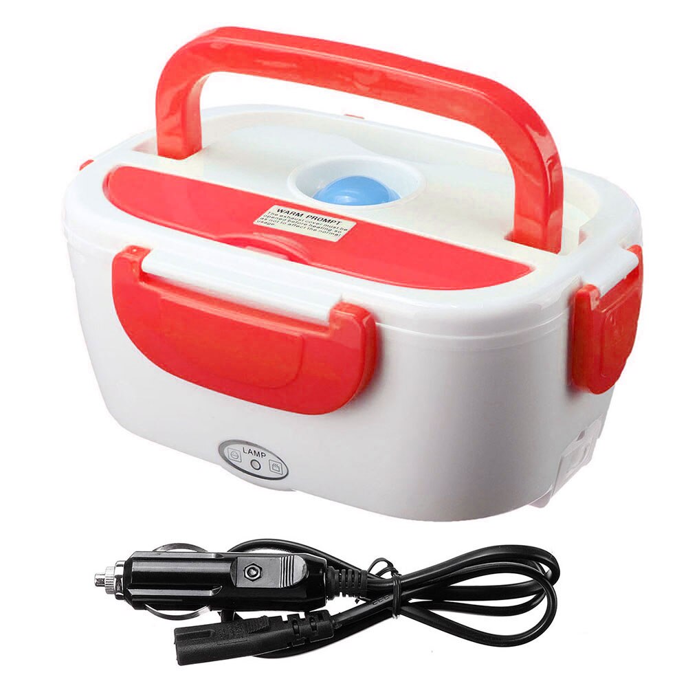 Portable Electric Heater Lunch Box Car Plug Food Bento Storage Container Warmer: Red