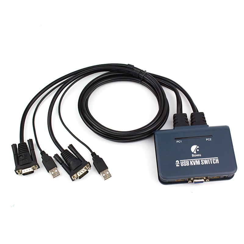 2 Ports VGA KVM Switch With Cable VGA USB Converter Two In And One Out Mouse Keyboard And Monitor Sharing laptop Computer