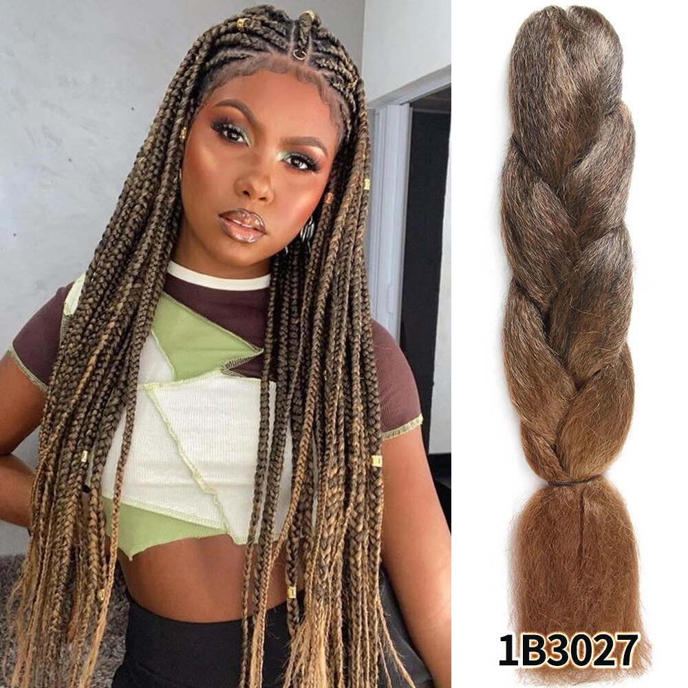 SOKU Ombre Braid Hair Jumbo Braiding Hair Extensions Box Braids High Temperature Fiber Crochet Twist Jumbo Braid For Black Women: T1B/33/27