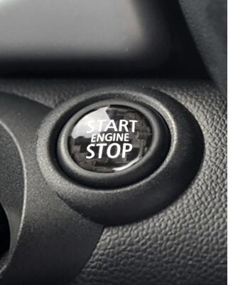 Fibra de carbono interior do motor start stop push button capa guarnição start stop um botão para mini cooper r55 r56 r58 r60: Black Carbon Fiber