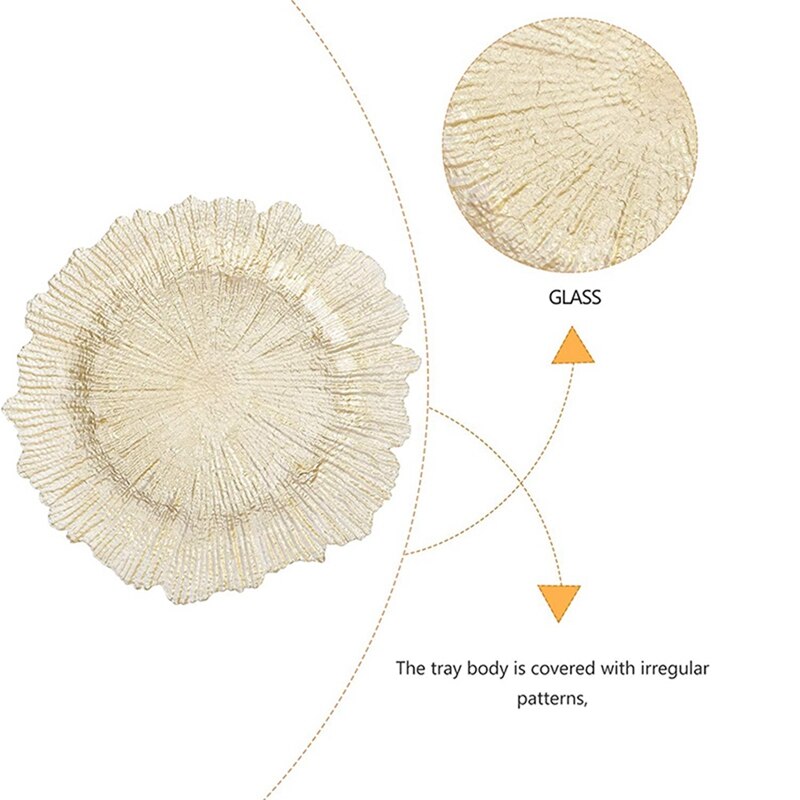 ! Glass Plates Dining Table Plate Snack Plate Platter Snack Dish Fruit Tray Wedding Reception Decoration Gold