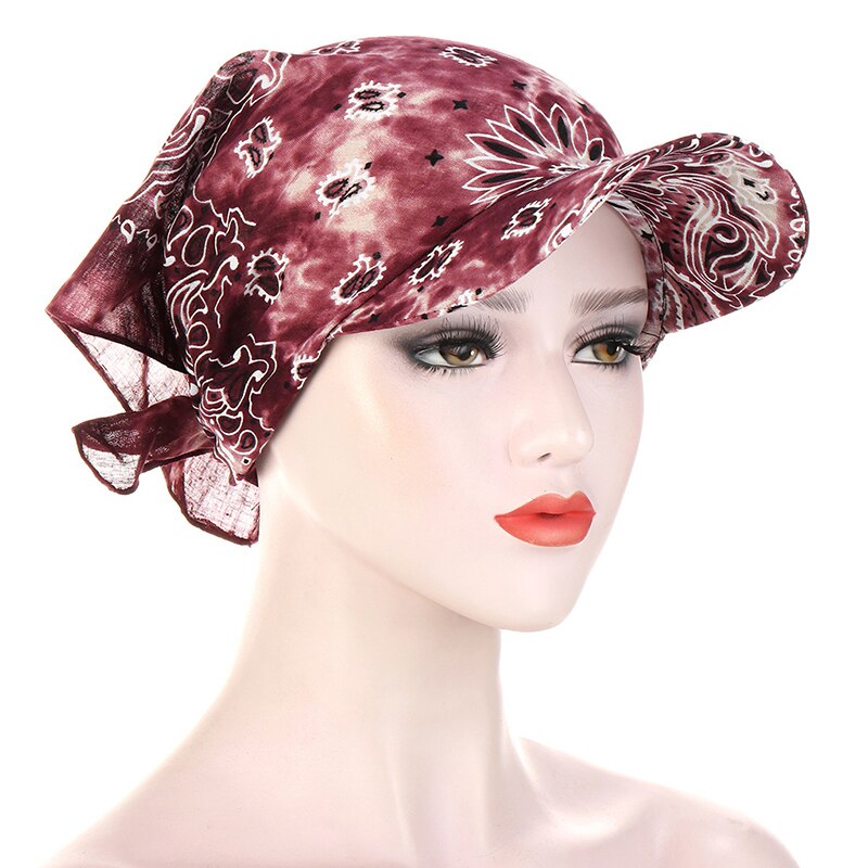Casquette de Baseball, Bandana Turban carré, style Boho, motif Floral, coton, ajustable, pour femmes et hommes, visière solaire, chapeau Hip Hop: brown
