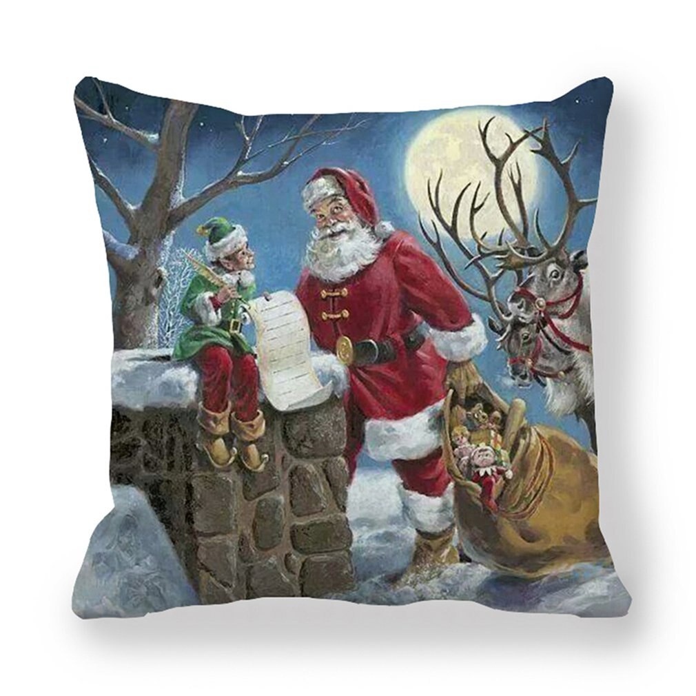 1 pièces taie d'oreiller père noël imprimer vieil homme canapé-lit décor à la maison taie d'oreiller chambre housse de coussin joyeux noël 44x44 Cm: 5