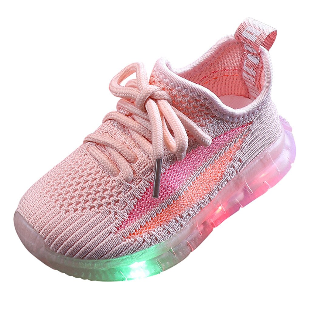 Kinder Casual Schuhe Sommer Infant Kinder Baby Mädchen Jungen Mesh LED Licht Leucht Sport Schuhe Turnschuhe Atmungsaktive kinder schuhe: Rosa / 6