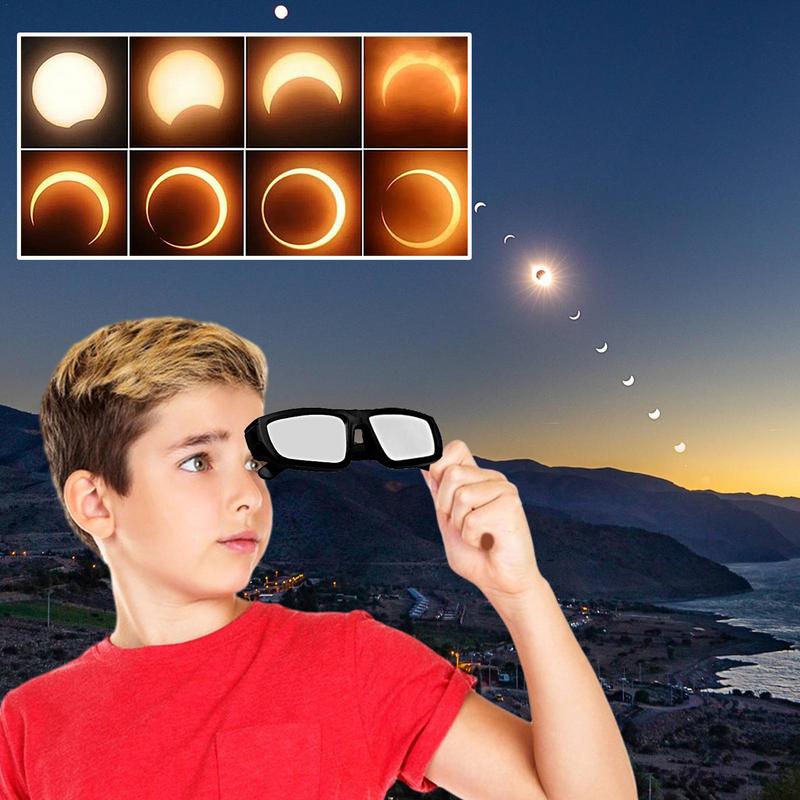UV Blocking Solar Eclipse Glasses Portable Ultra-light Black Eclipse observation Viewing Glasses for Safe Sun Viewing