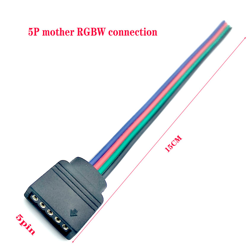 5 uds 4 pines 5 pines Cable LED conector macho hembra Cable adaptador para 5050 3528 SMD RGB RGBW tira de luz LED RGB RGBW controlador LED: Oro