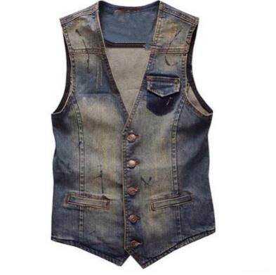 Heren Causale Mouwloze Denim Vest Jassen M/4Xl Mannelijke Jeans Vesten Cowboy Vintage Gaten Grote Maat Vest Jassen Veste homme J2867: XXL