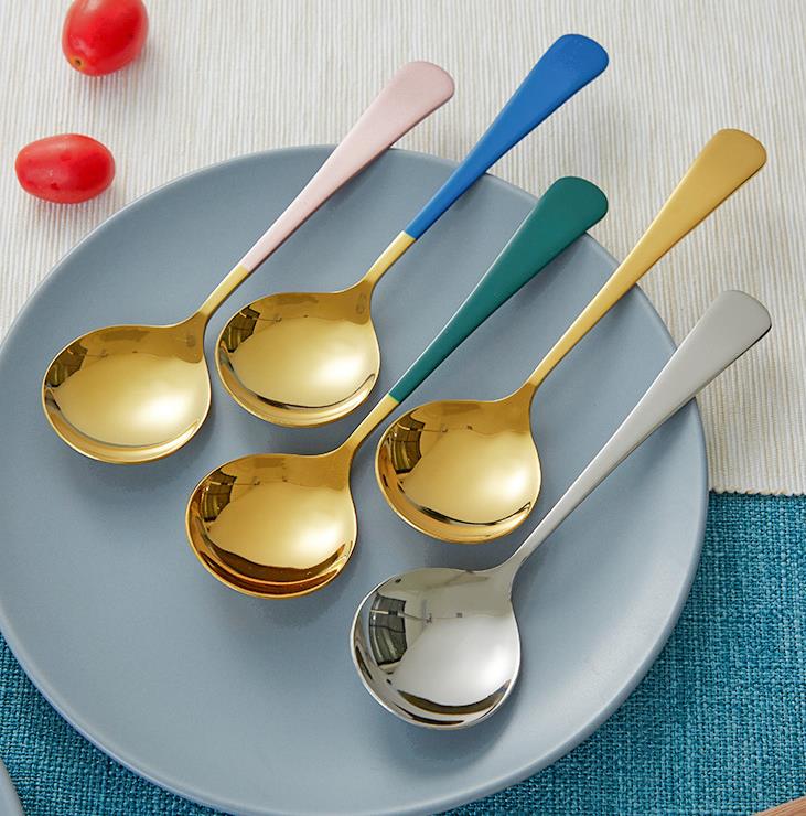 Large Soup Spoon, Stainless Steel Round Head Table Spoon Dinner Serving Accessories for Home Kitchen