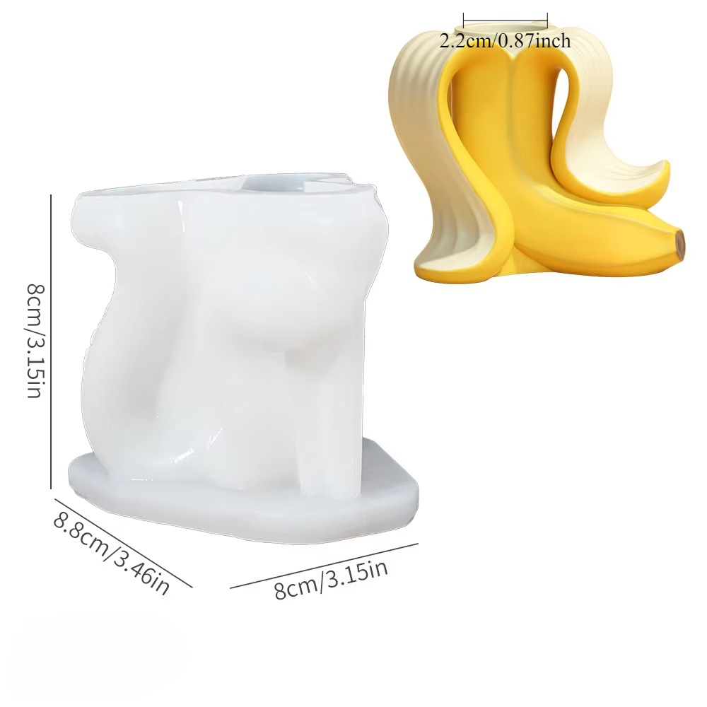 Portavelas de plátano, moldes de silicona para decoración del hogar, candelabro, yeso, cemento, artesanía, adorno de fruta, molde de resina: Default Title