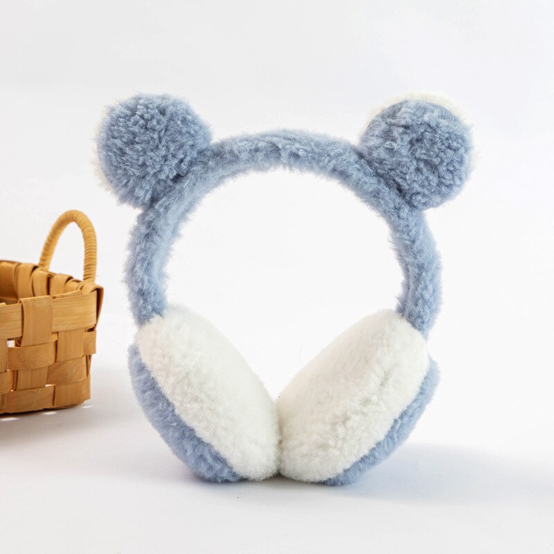 Cute Warm Panda-shaped Earmuffs Fashionable Korean Version Earmuffs Popular Comfortable Antifreeze Neutral Winter Plush Earmuffs: Blue