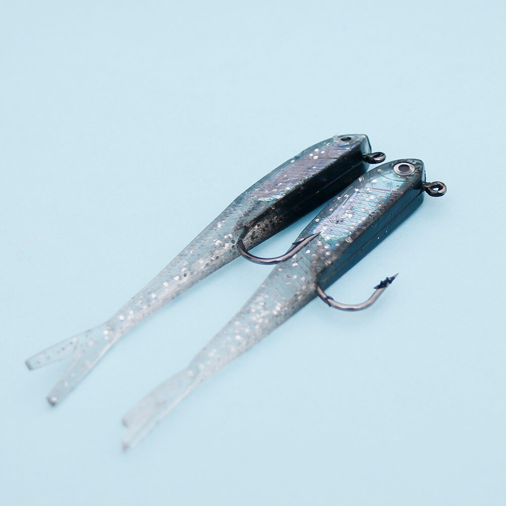 2 uds 70mm suave de silicona de pesca Señuelos de Pesca cebos Minnow señuelos aparejo con cebo con cigüeñal