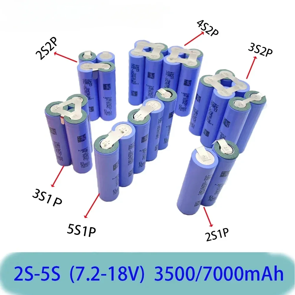 2 s1p 2 s2p 3 s1p 3 s2p 4 s2p 5 s2p 7.2 10.8V 16.8V 18V 33G akumulator litowo-jonowy 18650 3500mAh 18V bateria śrubokręt 18V