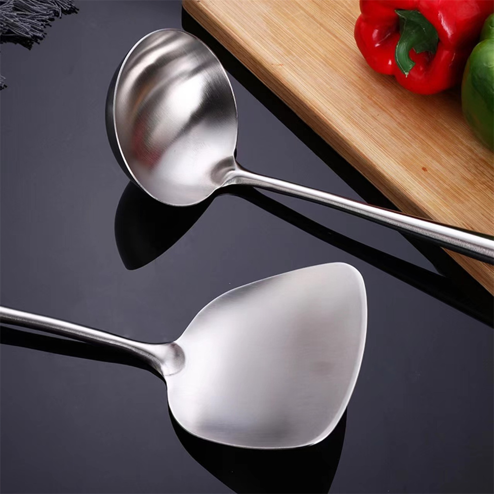 Utensilios de cocina de 1 a 6 piezas, espátula Wok de hierro y cucharón, juego de herramientas, espátula para cocinar de acero inoxidable, accesorios de cocina