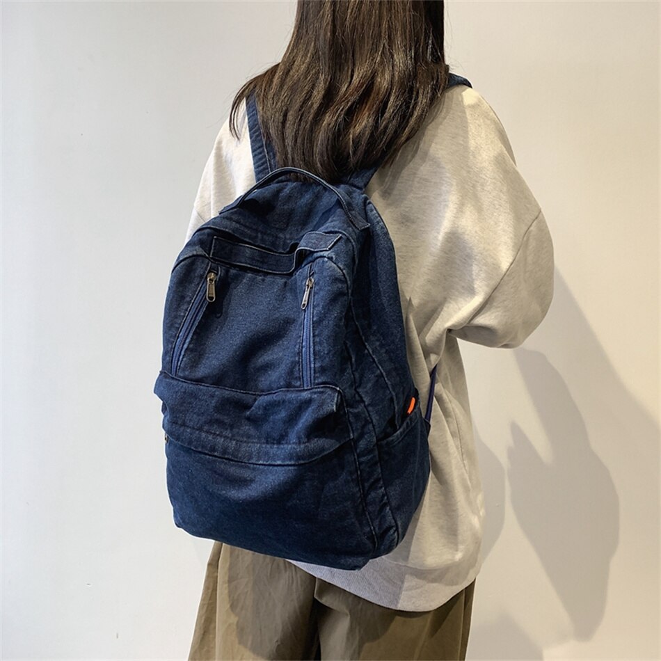 Denim Vrouwen Rugzak Retro Reizen Rugzak Grote Capaciteit Backbag College Student Schooltassen Voor Tiener Meisjes Rugtas Schouder