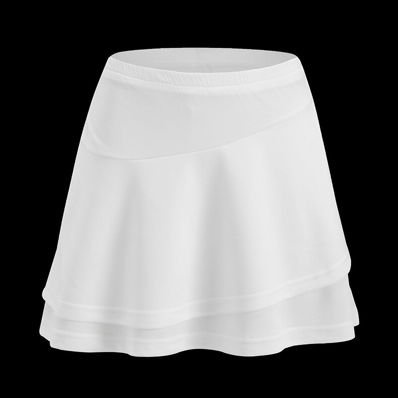 Kvinner sportsskjørt sommer anti-lys skjørt badminton tennis kort skjørt svart hvit ensfarget wild skorts med sikkerhetsshorts