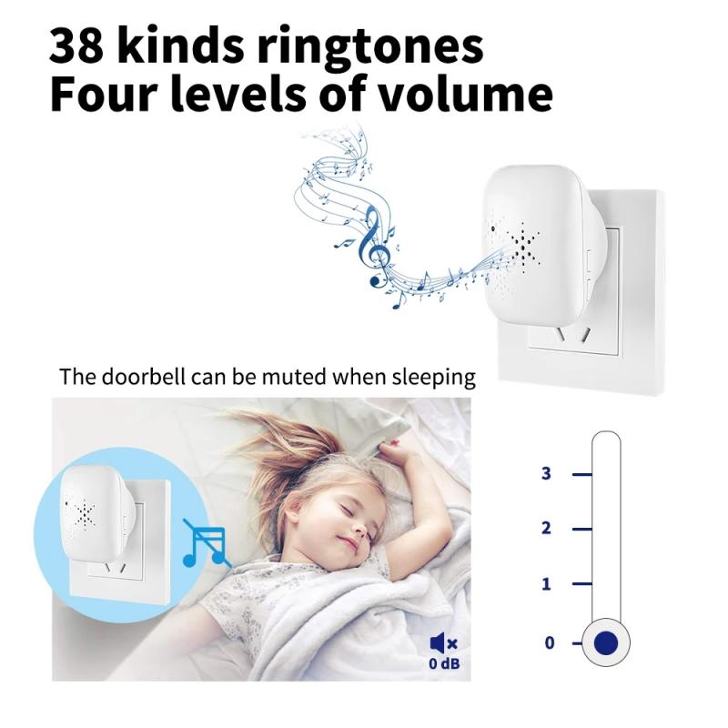 Wireless Doorbell Welcome Bell Dust-proof 32 Tune Song Home Door Bell Smart Security Chime Outdoor Waterproof Touch Button Bells