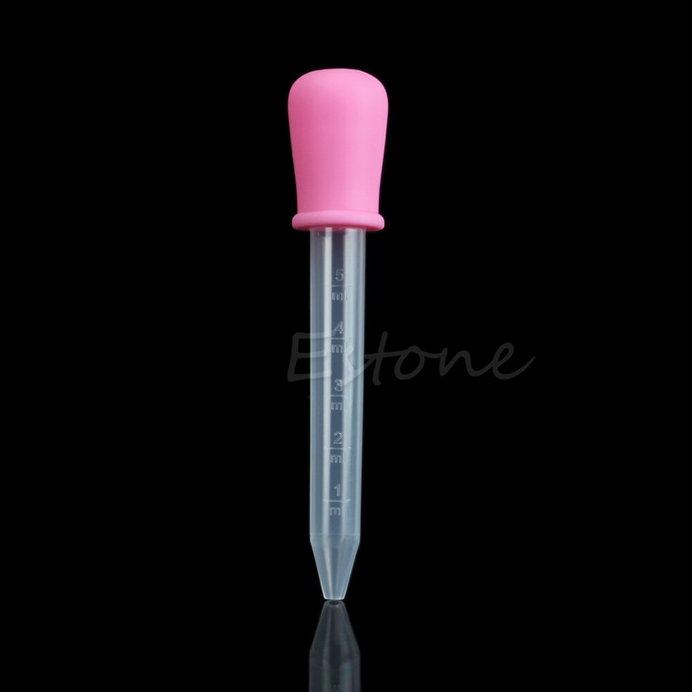 5ML Clear Baby Toddler Silicone Plastic Feeding Medicine Liquid Eye Ear Pipette Dropper 2Colors: Pink