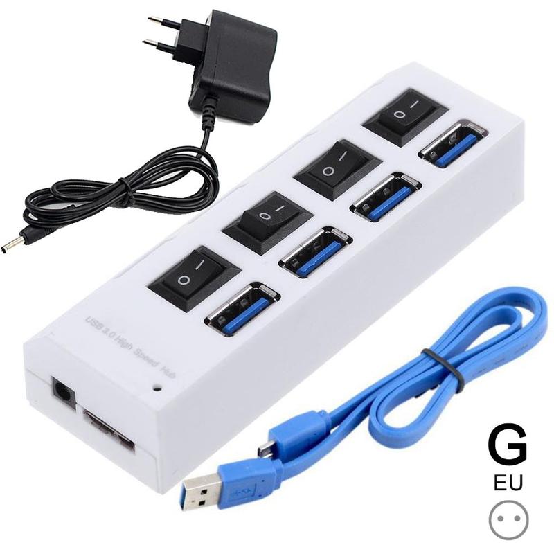 Usb 3.0 Hub 4 Port Usb Splitter Met Schakelaar 3 Meerdere Expander Gebruik Power Adapter 2.0 USB3 Hub Voor Pc: G