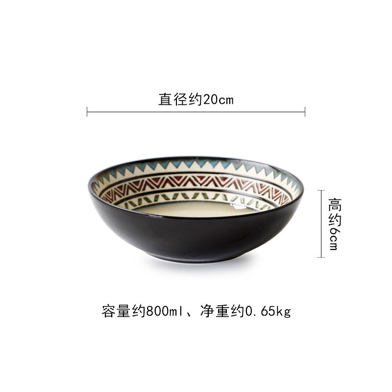 Servies Keramische Diner Plaat Set Schotel Porselein Leuke Dessertbord Servies Nordic Stijl Onderglazuur Diepe Vlakke Plaat: 7.8inch Bowl