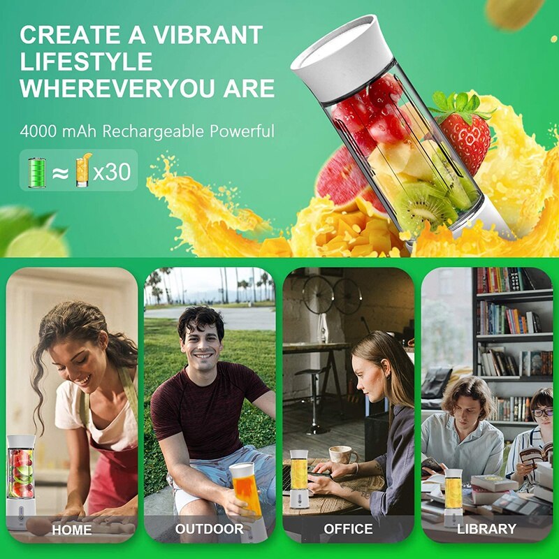 Draagbare Blender, 16.9 Oz Persoonlijke Blender Voor Shakes, Smoothie En Vruchtensap, mini Persoonlijke Grootte Mixer Met Usb