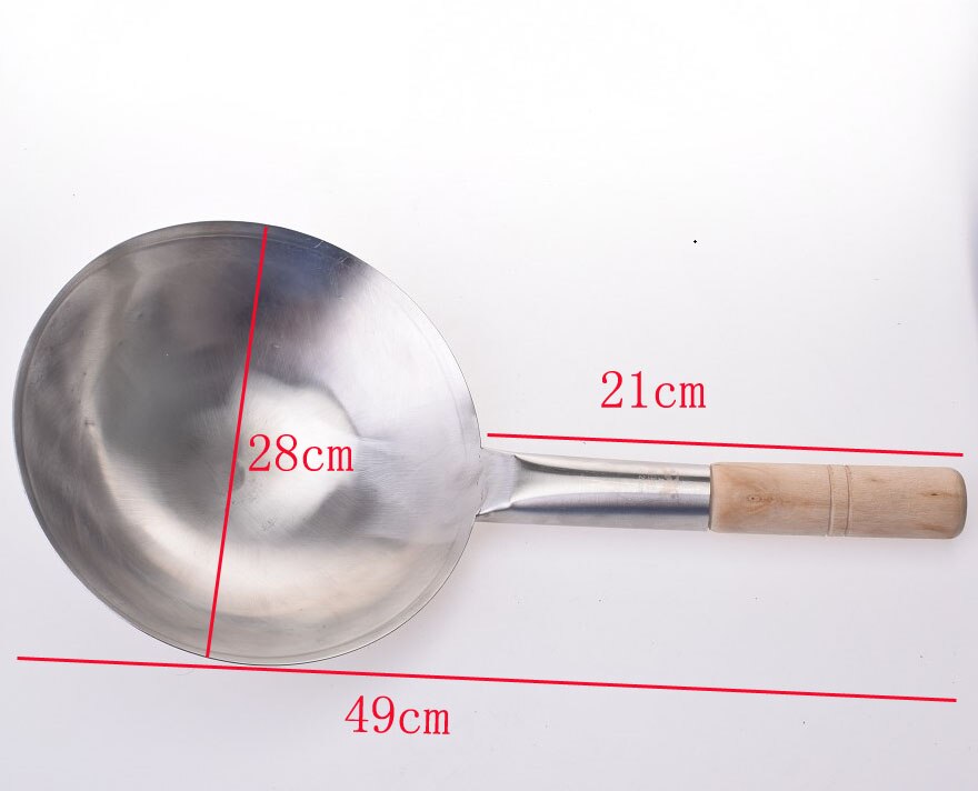 thick Big pot ladle Stainless steel chef Cooking wok large soup spoon Kitchen frying pot shell Restaurant handle spoon Iron: 28cm4